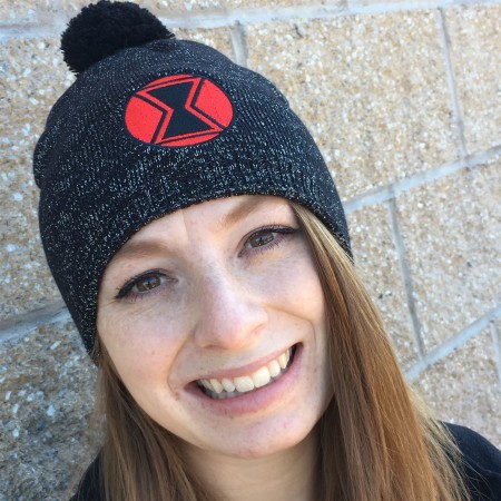 Black Widow Symbol Pom Pom Beanie