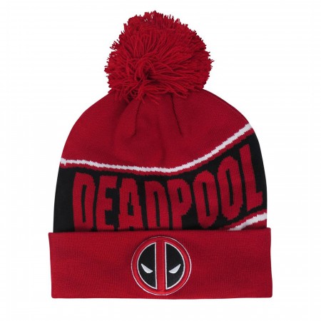 Deadpool Fleece Lined Pom Pom Beanie