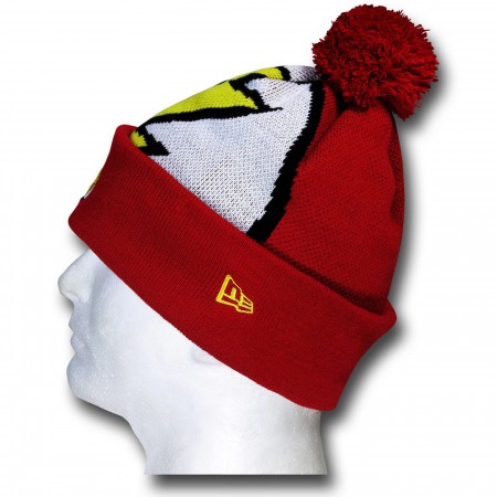 Flash Symbol Pom Pom Beanie