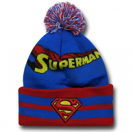 Superman Logo Wide Point Knit Beanie