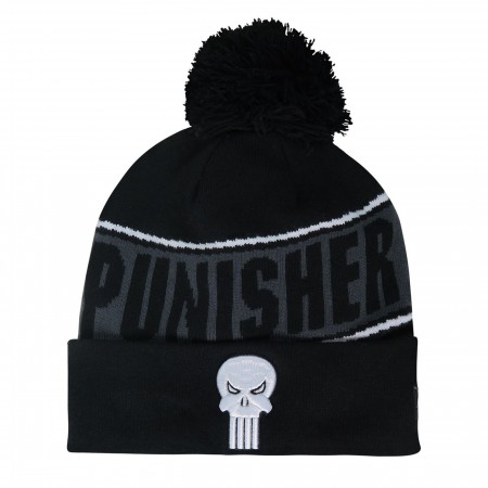 Punisher Fleece Lined Pom Pom Beanie