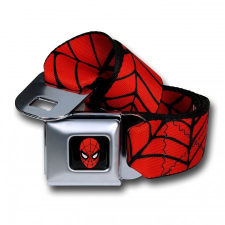 Spiderman Webs on Red Seatbelt Belt