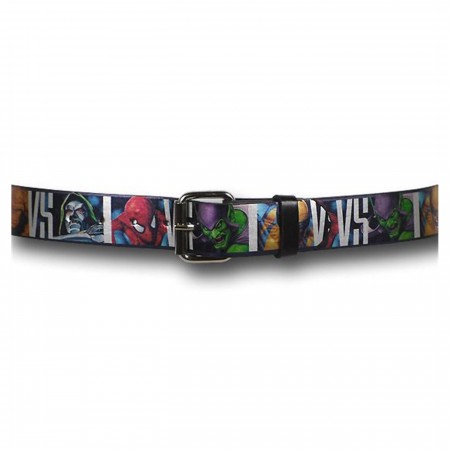 Marvel Characters Faces Leather Belt