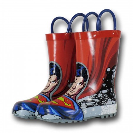 Superman Fist-Up Kids Rubber Rain Boots