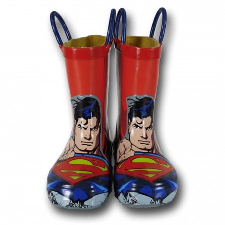 Superman Fist-Up Kids Rubber Rain Boots