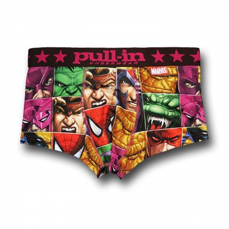 Marvel Faces Mens Shorty Pull-In Boxer Briefs