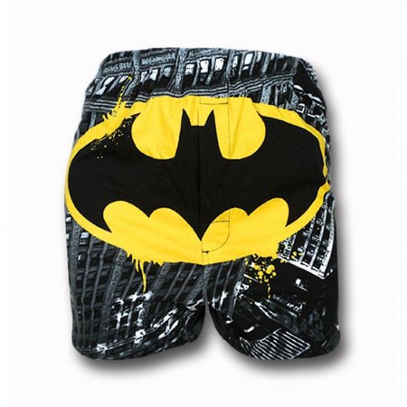 Batman Painted Symbol on City Boxer Shorts