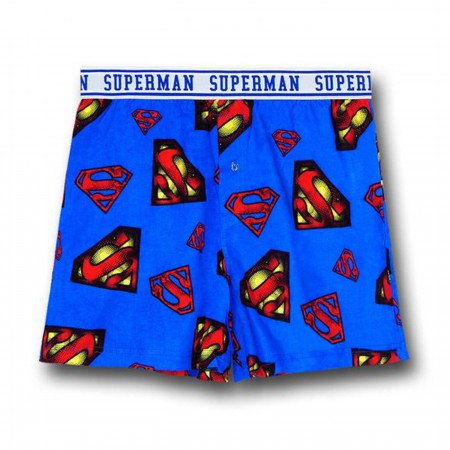 Superman Cartoon Print Symbols Boxers