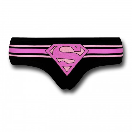Supergirl Pink and Black Striped Women's Hipster Briefs