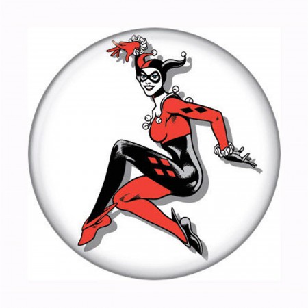 Harley Quinn Image on White Button