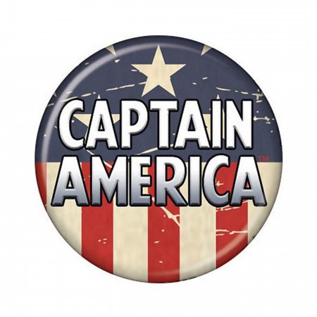 Captain America Distressed Old-School Button