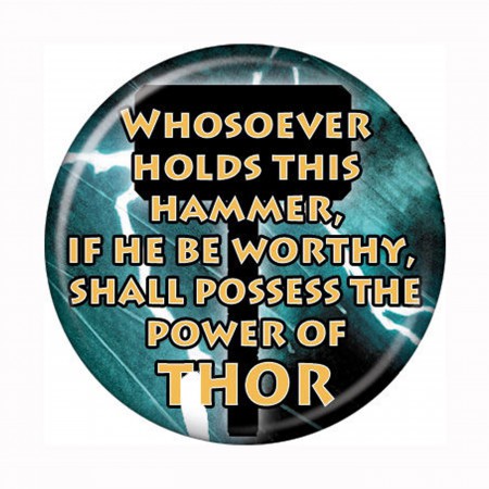 Thor Mjolnir Inscription Button