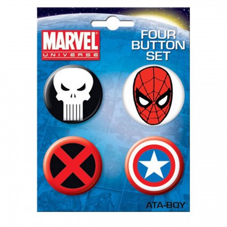 Marvel Four Button Set 1 w/Spiderman Head