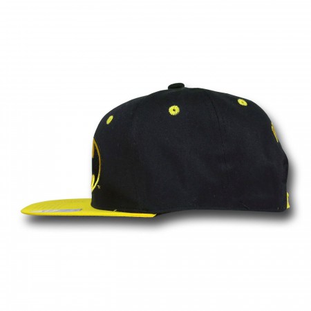 Batman Black & Yellow Sublimated Flat Billed Hat