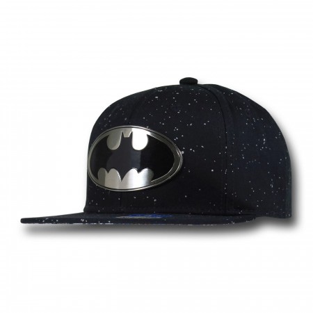 Batman Metal Symbol Speckled Flat Billed Hat