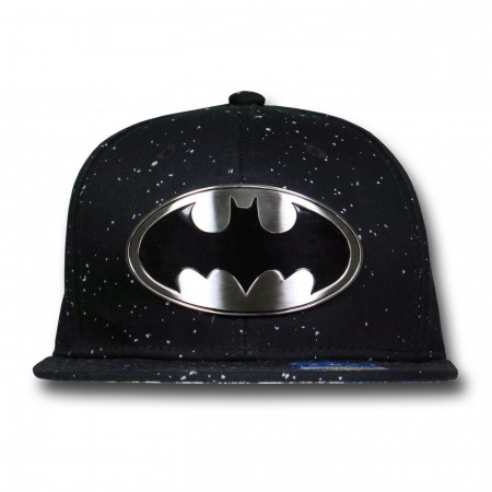 Batman Metal Symbol Speckled Flat Billed Hat