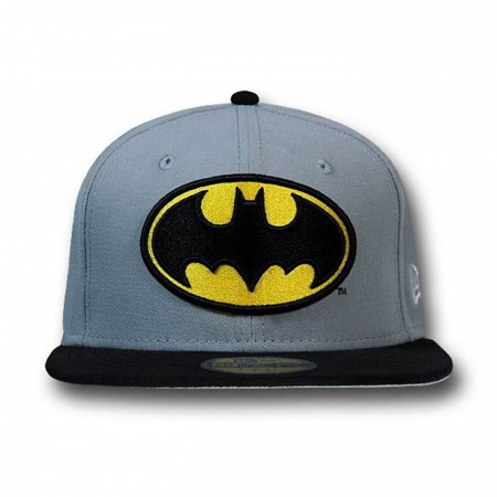 Batman Symbol Black Bill Grey 59Fifty Hat