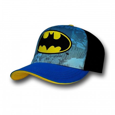 Batman Symbol and Blue Print Kids Adjustable Hat