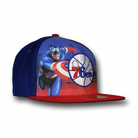 Captain America Philly 76ers 59Fifty Flat Billed Cap
