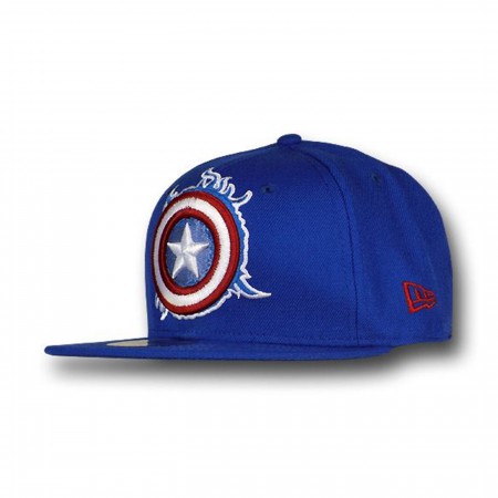 Captain America Enflamed Symbol 59Fifty Blue Flat Billed Cap