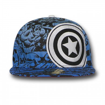 Captain America Offset Shield Symbol Flat Bill Cap