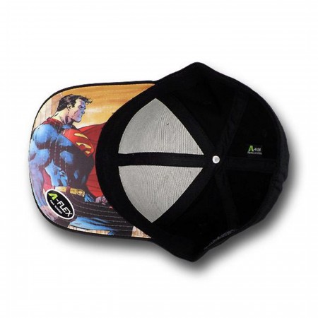 Superman Stands in Symbol Black Baseball Cap