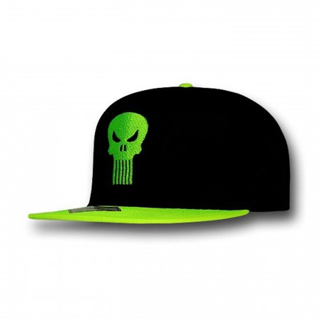 Punisher 2-Tone Neon Skull Black Snapback Cap