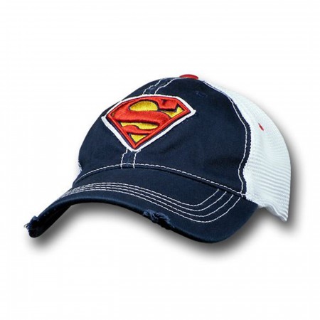 Superman Distressed 3-D Patch Symbol Baseball Cap