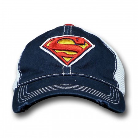 Superman Distressed 3-D Patch Symbol Baseball Cap