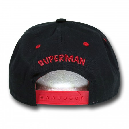 Superman Black & Red Sublimated Flat Billed Cap
