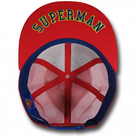 Superman Mesh Back Logo Bill Snapback Cap