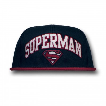 Superman Logo Snapback Red Flat Bill Cap