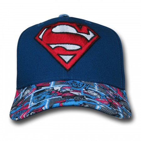 Superman Sublimated Brim Kids Snapback Cap