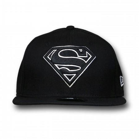 Superman 59Fifty White Logo Black Flat Bill Cap
