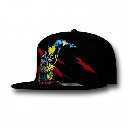 Wolverine Red Slash Black Snapback Cap