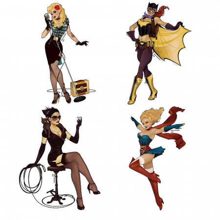 DC Comics Bombshells Pennant Sticker Chase Card K3 Catwoman Mera 