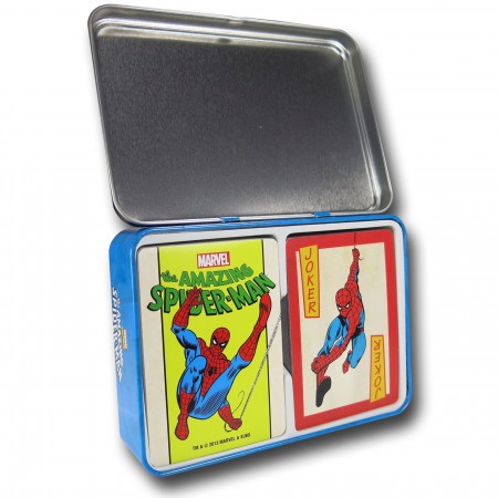 Spiderman Playing Cards In Image Tin