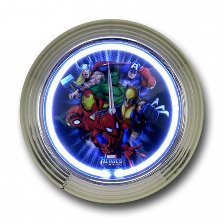 Marvel Heroes Neon Chrome Wall Clock