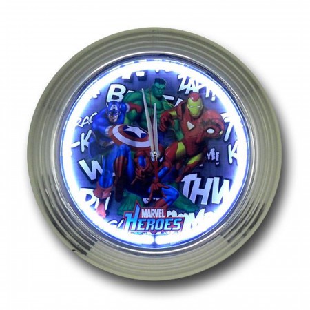 Marvel Heroes Zap Bang Neon Chrome Wall Clock