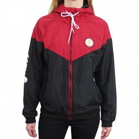 Flash Red & Black Women's Hooded Windbreaker