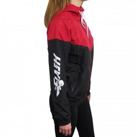 Flash Red & Black Women's Hooded Windbreaker