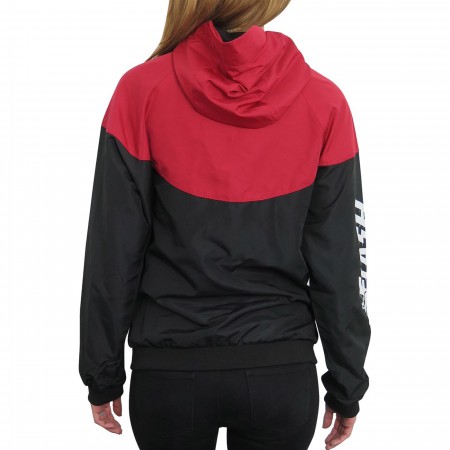 Flash Red & Black Women's Hooded Windbreaker