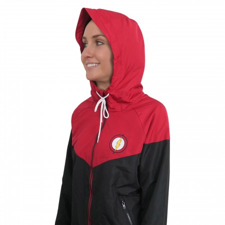 Flash Red & Black Women's Hooded Windbreaker