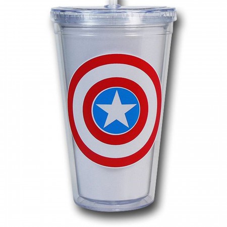 Captain America Symbol Clear 18oz Acrylic Cold Cup