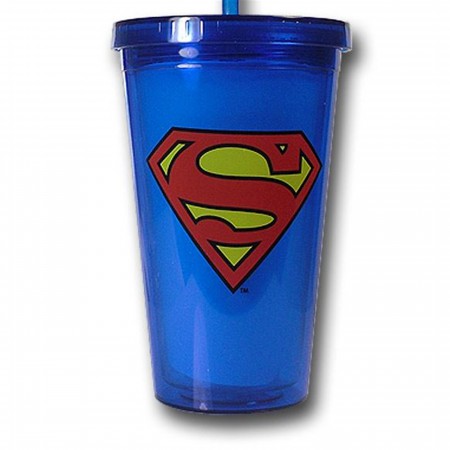 Superman Symbol Blue Acrylic Cold Cup w/Lid