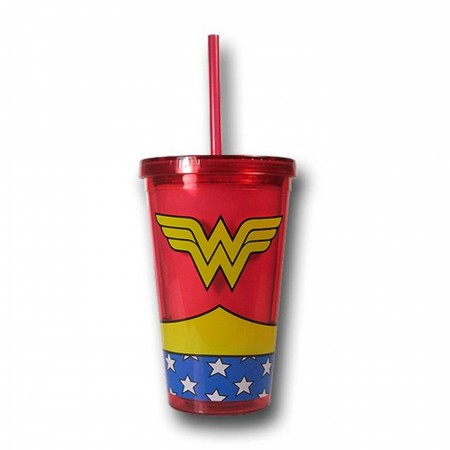 Wonder Woman Costume Acrylic Cold Cup w/Lid