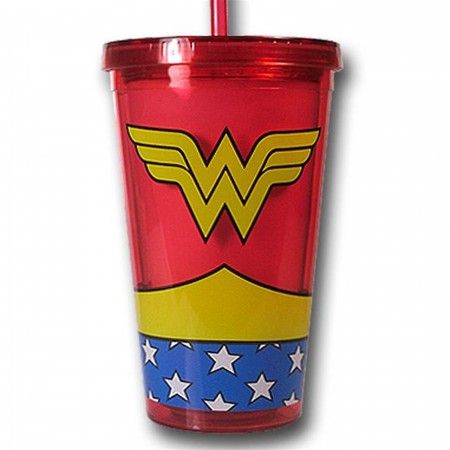 Wonder Woman Costume Acrylic Cold Cup w/Lid