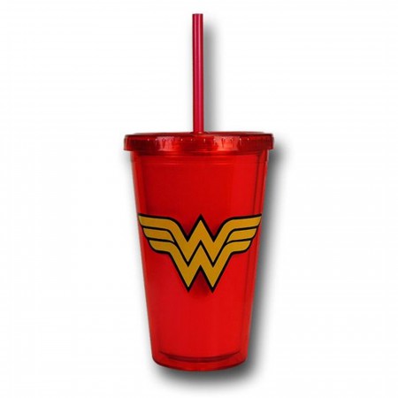 Wonder Woman Symbol Red 18oz Acrylic Cold Cup