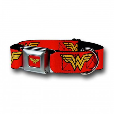 Wonder Woman Symbols Red Dog Collar