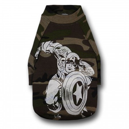 Captain America White Image Camo Dog T-Shirt